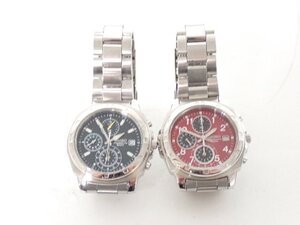 SEIKO セイコー 腕時計 クロノグラフ 50M メンズ 7T92-0CA0 青文字盤 + 赤文字盤 2本セット ★ 70BB4-27