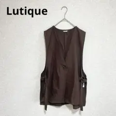 Lutique ベスト ジレ Vネック サイドオープン ブラウン L