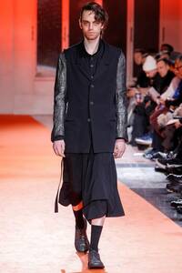 レア 18aw yohji yamamoto pour homme 黒 袖 鹿革切替えデザインジャケット HV-J14-100