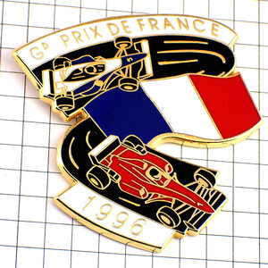 ピンバッジ・F1グランプリ車フランス国旗シューマッハとヒル２台ルノー RENAULT FRANCE◆フランス限定ピンズ