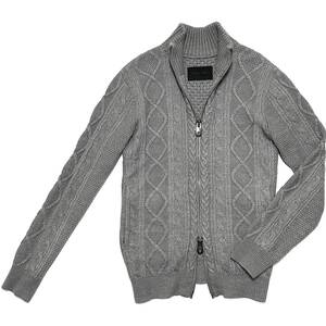 定価5.5万 junhashimoto CABLE WOOL STAND ZIP CARDIGAN 3 グレー ジュンハシモト ウールスタンドジップカーディガンニット akm wjk 1piu