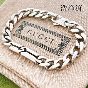 洗浄済＊グッチ GUCCI 925 ブレスレット シルバー メンズ Y487 アクセサリー ノット 喜平チェーン レディース