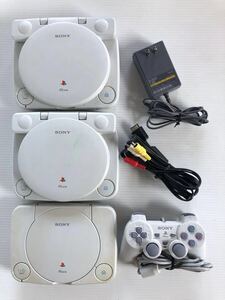 SONY PSone ３台まとめて コントローラー 電源コード 接続ケーブル 箱 各×1 ジャンク品有 動作確認済 