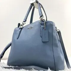 COACH ミネッタ 2way ショルダーバッグ ライトブルー オールレザー