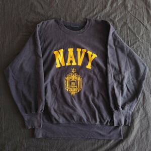 MV SPORTS　スウェット　トレーナー　ネイビー　ミリタリー　vintage　ビンテージ　NAVYロゴ　プリント　US NAVY　リバースウィーブタイプ