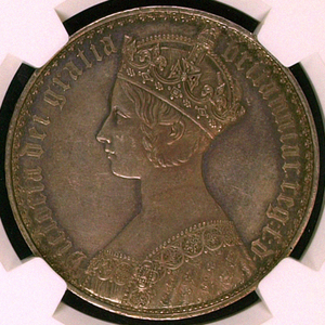 英国1847年 ヴィクトリア・ゴシック・クラウン銀貨 NGC PF62