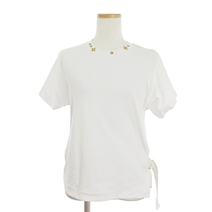 ルイヴィトン LOUIS VUITTON サイドストラップTシャツ カットソー 半袖 ロゴ チャーム コットン100% 1A4PF6 白 ホワイト XS レディース