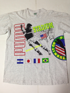 新品:デッドストック？■PUMA プーマ USA製 Tシャツ 90s サッカー OLD vintage アメリカ製 90年代