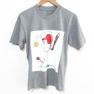 美品 21SS PLAN C プランシー GO SPORTY 野球モチーフ プリント 半袖 クルーネック Tシャツ カットソー サイズXS グレー ◆