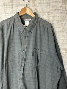 ☆超ビッグサイズ US古着 Columbia コロンビア ネルシャツ チェック柄 長袖 グレー【3XL/XXXL】コットン　　　　　　　◆4663◆