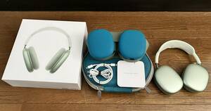 【中古美品】Apple AirPods Max MGYN3J/A グリーン ワイヤレスヘッドホン ケース 有線ケーブル付き 動作確認 リセット済み【格安出品】