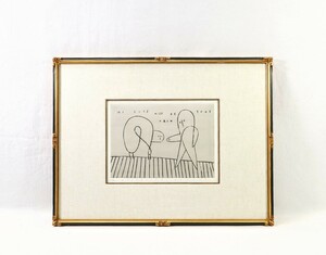 真作 望月通陽 銅版画「路上の友情」画寸 30cm×21cm 静岡県出身 染色家、造形作家 確かな存在感「魂」を宿すことで独自の世界を築く 8269