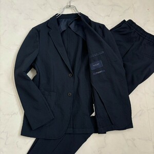 ZARA MAN Collection ザラ マン コレクションスーツ セットアップ 上下 シアサッカー 2B センターベント 春夏 カジュアルスーツ ネイビー