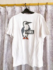 チャムス CHUMS 半袖Tシャツ ホワイト ロゴ 半袖 Tシャツ アウトドア ペンギン メンズ L 白 バックプリント レア 登山 ボックスロゴ