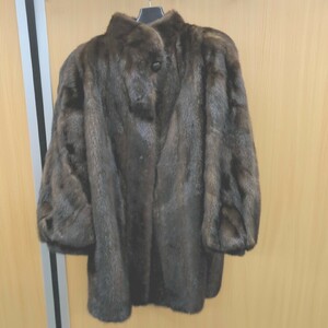 【1円スタート】 SAGA MINK サガミンク コート ダークブラウン サイズ11号 (Lサイズ相当) 着丈 80cm Fur coat ファーコート