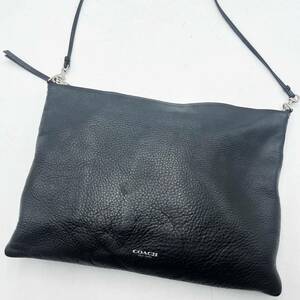 1円 【激レア】コーチ COACH ショルダーバッグ ペブルレザー シボ革 ブラック 黒 メンズ レディース