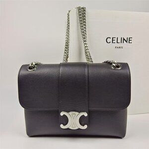 CELINE 極美品 セリーヌ ショルダーバッグ クラシックデザイン ハンドバッグ レザー ブラック