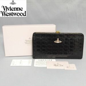 良品★Vivienne Westwood OVAL ORB オンライン限定 オーブ がま口 エナメル レザー 長財布 3118Y911 黒 ヴィヴィアン・ウエストウッド★