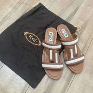 TOD’Sトッズ ダブルティーサンダル39キャメル