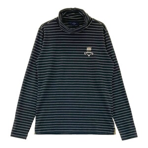 CALLAWAY キャロウェイ 微起毛 タートルネック 長袖Tシャツ ボーダー柄 ブラック系 M [240101243263] ゴルフウェア レディース