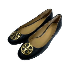 TORY BURCH トリーバーチ パンプス シューズ ラウンドトゥ チャンキーヒール ロゴ レザー ブラック [サイズ 6 (約23cm)]