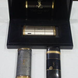 1円スタート激レア YSL Yves Saint LAURENT イブサンローラン ガスライター 箱付き 三点セット まとめ 30977 11-2