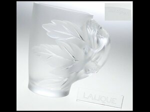 N646 キリンコレクターズグラス LALIQUE ラリック フロステッド クリスタル レリーフ ビアマグ ジョッキ 飾板付