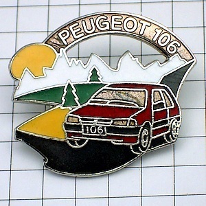 ピンバッジ・プジョー１０６赤い車 PEUGEOT-106 PEUGEOT FRANCE◆フランス限定ピンズ◆レアなヴィンテージものピンバッチ