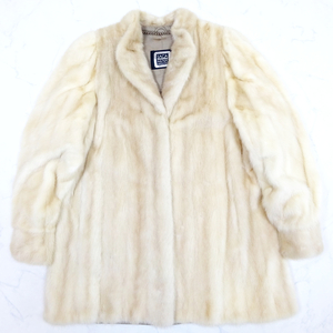 SAGA MINK サガミンク リアルファー 毛皮 ハーフコート 11号 ホワイト系 FUR COAT MINK