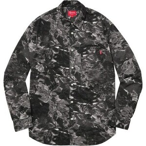 希少★新品本物【黒★Sサイズ】★Brushed Floral Shirt ブラッシュフローラルシャツ 花柄 正規店購入 シュプリーム 限定品 入手困難Supreme