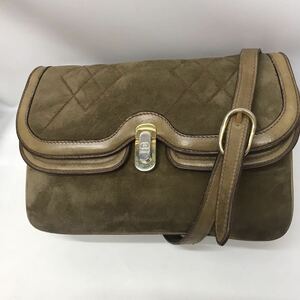 【美品】オールドグッチ GUCCI スエード×レザー ゴールド金具 ショルダー バッグ ブラウン　ポーチ　セカンドバッグ　2way 斜め掛け