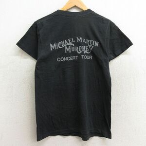 M/古着 スクリーンスターズ 半袖 ビンテージ ロック バンド Tシャツ メンズ 80s マイケルマーティンマーフィー クルーネック 黒 ブラッ