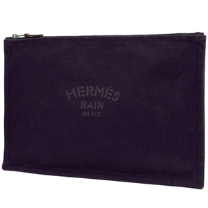 エルメス HERMES ヨッティング MM フラットポーチ 化粧ポーチ キャンバス パープル レディース 【中古】