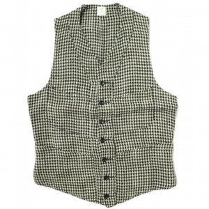 ANATOMICA アナトミカ SAGAN VEST - HOUNDSTOOTH LINEN ハウンドトゥースリネンサガンベスト S BEIGE/BLACK ジレ 千鳥格子 チェック g8750