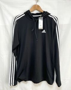 新品■アディダス adidas メンズ フード付き 長袖シャツ M (S) 黒 ブラック ホワイトライン H09263