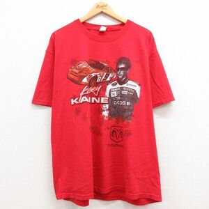 XL/古着 半袖 ビンテージ Tシャツ メンズ 00s レーシングカー ダッジ ケーシーケイン 大きいサイズ コットン クルーネック 赤 レッド 2