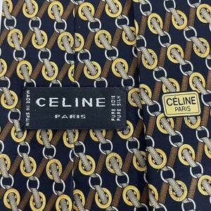CELINE(セリーヌ) ブラウン黄色ストライプネクタイ
