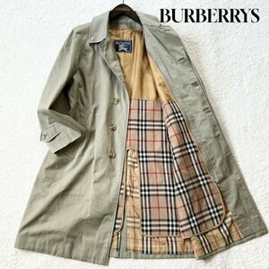 1円～ 美品 Burberrys バーバリーズ ステンカラーコート 裏ノバチェック カーキ M ライナー付き 1スタ