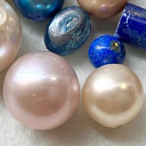 1円〜!!●パール ラピスラズリおまとめ 1003ct●d 約200.6g pearl lapis lazuli 真珠 瑠璃 ジュエリー jewelry ルース 裸石 宝石 w3 38