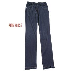 ピンクハウス PINK HOUSE 可愛い☆ 手洗い可能 ストレッチ 裾レース デザインパンツ L