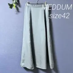 MEDDUM【42】ロング　フレアスカート　光沢　青緑系