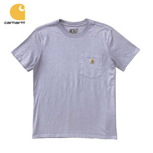 USA 古着 Tシャツ カーハート Carhartt ポケT ワンポイント ロゴ メンズM くすみパープル BA2929