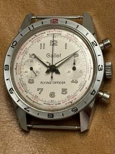 GALLET FLYING OFFICER ギャレット 1970年代VINTAGE ミリタリー手巻きクロノグラフ 直近OH済 バルジュ― VALJOUX HEUER BREITLING LONGINES