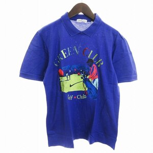 グリーンクラブ GREEN CLUBS ヴィンテージ Tシャツ カットソー 襟付き 半袖 鹿の子 ロゴ プリント パープル 紫 4 L位 ■SM3 メンズ