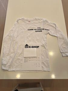 美品 納品書付 15aw Supreme x COMME des GARCONS SHIRT L/S T - Shirt S シュプリーム コムデギャルソン 白 ロンT tee シャツ ノース box