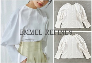 EMMEL REFINES エメルリファインズ 23SS EMパイピング2WAYブラウス オンオフ使えるキレイ目ブラウス 前後2WAY仕様 WHITE Free 定価11,000円