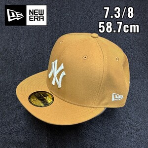 NEW ERA キャップ 帽子 59FIFTY ニューヨーク・ヤンキース ウィート × ホワイト 13562232 58.7cm タウンユース 旅行 ニューエラ