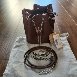 Vivienne Westwood（ヴィヴィアンウエストウッド）茶オーブショルダーバッグ、ハンドバッグ、2WAYバッグ、コロン巾着バッグ、チェーン新品