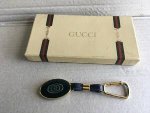 　　インターロッキング　キーリング　キーホルダー／GUCCI／ダークネイビー／箱付