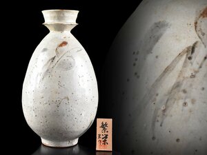 【雲】某有名収集家買取品 韓国 李朝 染付草花文花瓶 飾壺 高さ26.5cm 古美術品(旧家蔵出)Y845 OTgujn